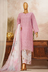HZ Stitched 3 Piece Solid Emb Chikankari Suit-SSPE-3P-006-TEA PINK