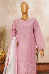 HZ Stitched 3 Piece Solid Emb Chikankari Suit-SSPE-3P-006-TEA PINK
