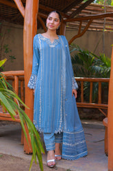 Aks By Guzel Stitched 3 Piece Festive Formals Chiffon Suit-01-Pankh