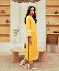 Vasl Pre Winter By Kross Kulture Stitched 2PC - Embroidered Cotton Silk Suit Suit-0001730-SML-YEL