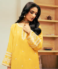 Vasl Pre Winter By Kross Kulture Stitched 2PC - Embroidered Cotton Silk Suit Suit-0001730-SML-YEL