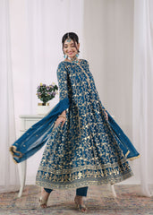 Rehana By Al Harir Stitched 3 Piece Formals Suit-AH013-Rehana-Peacock