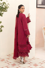 Afrozeh Unstitched 3 Piece Festive Chikankari Lawn Collection'2023-08-Claret
