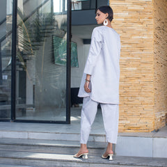 Urban Cut 2 Piece Cotton Satin Embellished Co- Ord Set
