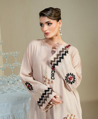 The Thread Line By Kaanthaa Stitched 2 Piece Summer Suit-KEP-01 BEIGE-CROSSHATCH COTTON VISCOSE STITCHED 2PC