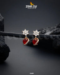 Heart Earrings Red - Zeesy Jewellery