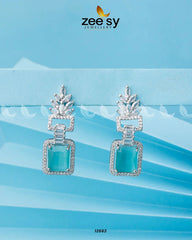 Lilac Geometric Drop Earrings Silver Mint Green - Zeesy Jewellery