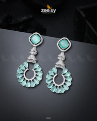 Decorative Earrings Silver Mint Green - Zeesy Jewellery