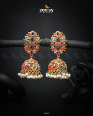Navratna Elegance Earrings Blue - Zeesy Jewellery