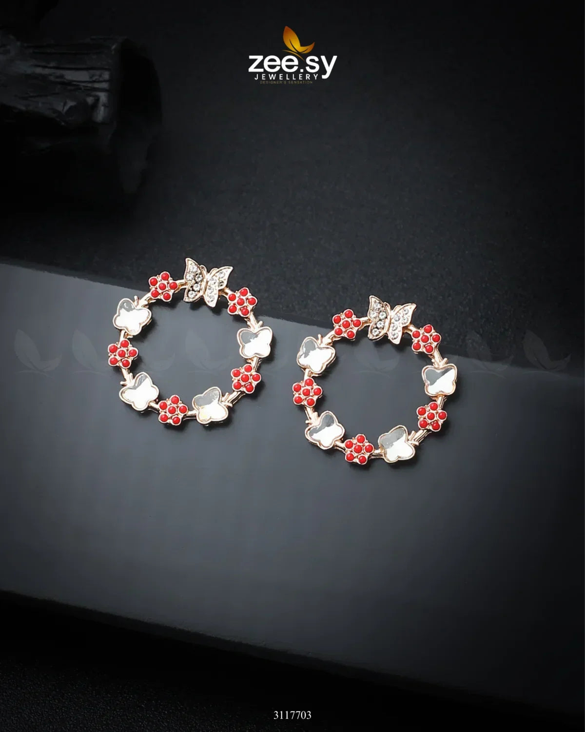 Butterfly Bush Earrings Red - Zeesy Jewellery