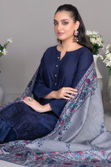 Rinesa By Tawakkal Stitched 3 Piece Emb Schiffli Lawn Suit-D-1905-Navy Blue