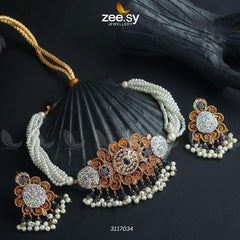 Maya Ali Necklace Sets Golden Blue - Zeesy Jewellery
