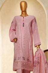 Muse By HZ Stitched 3 Piece Emb Cotton Slub Vol-03 Suit-SSE-201-Dove