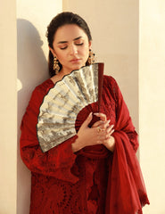 Gulmina Unstitched 3 Piece Luxury Lawn Vol-01 Suit-Scarlet