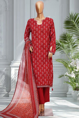 Bin Saeed Stitched 3 Piece Exclusive Printed Lawn Vol-02 Suit-LSM-2769-MAROON