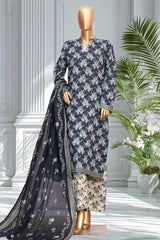 Bin Saeed Stitched 3 Piece Exclusive Printed Lawn Vol-02 Suit-LSM-2772-BLUE