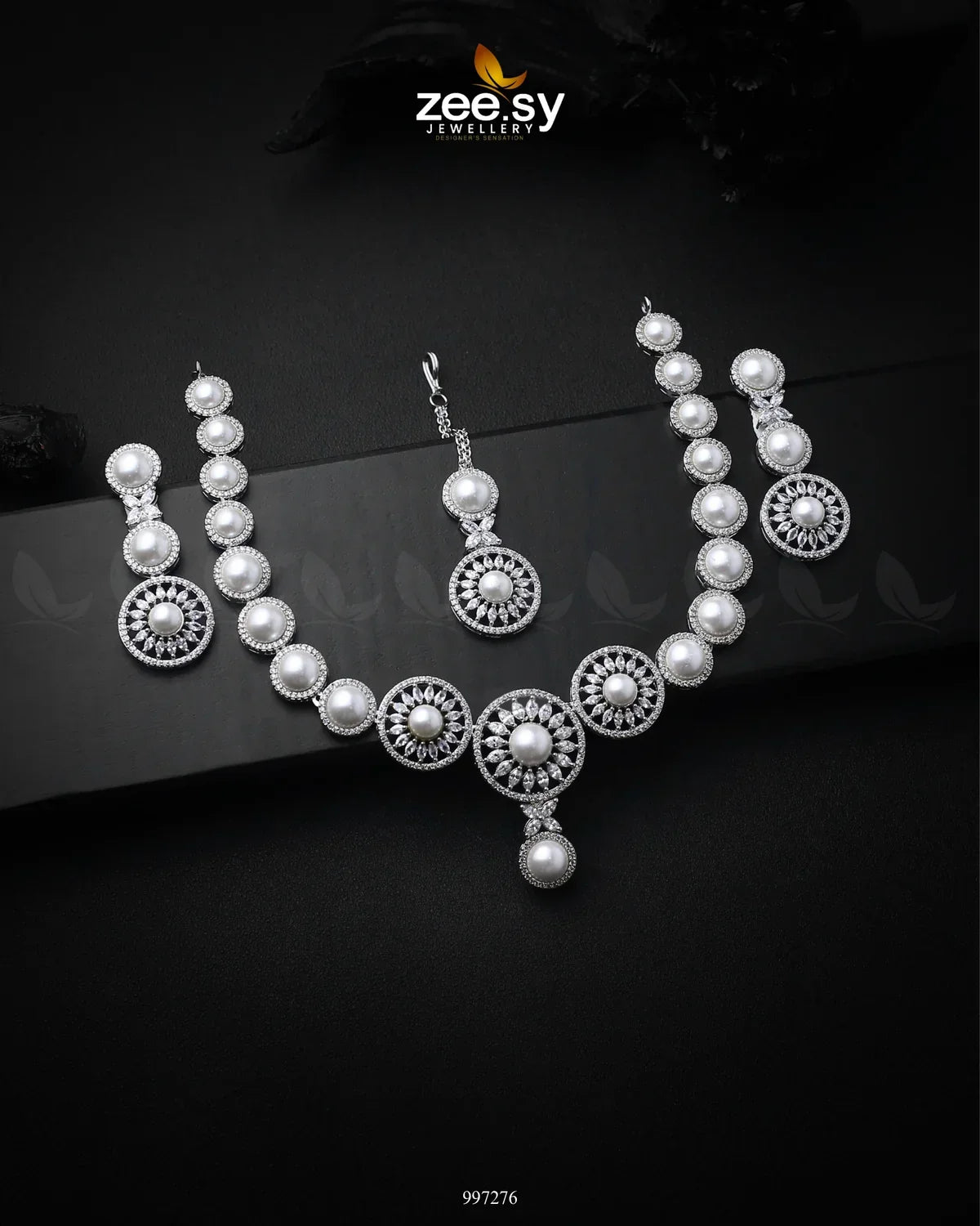 Jonquil Necklace Set Silver - Zeesy Jewellery