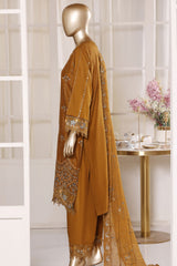 Bin Saeed Stitched 3 Piece Luxury Emb Lawn Vol-02 Suit-D-3015-MUSTARD