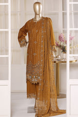 Bin Saeed Stitched 3 Piece Luxury Emb Lawn Vol-02 Suit-D-3015-MUSTARD