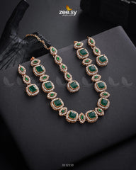 Scabiosa Necklace Set Golden Green - Zeesy Jewellery