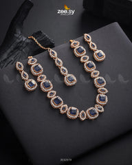 Scabiosa Necklace Set Golden Blue - Zeesy Jewellery