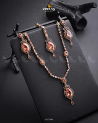 Syra Yousuf Necklace Set Golden Champange - Zeesy Jewellery