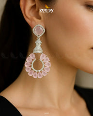Decorative Earrings Silver Mint Pink - Zeesy Jewellery