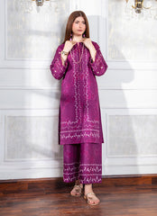 Ahlam By Safa Textile Stitched Co-Ords Lawn Suit-Elegant Maroon