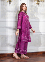 Ahlam By Safa Textile Stitched Co-Ords Lawn Suit-Elegant Maroon