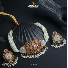 Maya Ali Necklace Sets Golden Red - Zeesy Jewellery