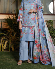 Chameli Studio-Dreamy Meadow Lawn Digital Print 3 Piece Unstitched Suit-WRTS-0017