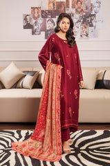 Modern Modesty By G Basics Gulmina Stitched 3 Piece Winter Suit-BURGUNDY (3PC)