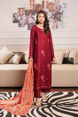 Modern Modesty By G Basics Gulmina Stitched 3 Piece Winter Suit-BURGUNDY (3PC)