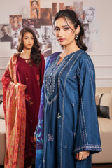 Modern Modesty By G Basics Gulmina Stitched 3 Piece Winter Suit-BURGUNDY (3PC)