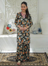 Khanak Stitched Kids-Black & Olive Green Embroidered Gharara KST 195