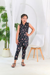 Silcot Stitched Co Ords Kids Summer Lawn Suit-Noir Floral Breeze