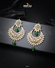 Pearl Chandeliers Earrings Green - Zeesy Jewellery