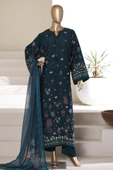 Sada Bahar Stitched 3 Piece Summer Kaftaan Suit-PR-726 T.BLUE