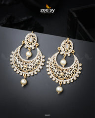 Pearl Chandeliers Earrings Golden White - Zeesy Jewellery