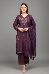Amna Ali Nawaz Stitched 3 Piece Emb Cotton Suit-8009