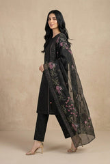Amna Ali Nawaz Stitched 3 Pc Embroidered Suit - 8025 - (Cotton Silk With Monarch Dupatta)