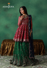 Asim Jofa Unstitched 3 Piece Wedding Festive Suit-AJULN-08 Embroidered Net Unstitched 3 Pcs