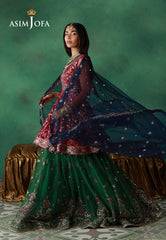 Asim Jofa Unstitched 3 Piece Wedding Festive Suit-AJULN-08 Embroidered Net Unstitched 3 Pcs