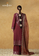 Asim Jofa Unstitched 3 Piece Wedding Festive Suit-AJULN-07 Embroidered Cotton Silk Unstitched 3 Pcs