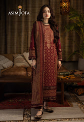 Asim Jofa Kashmiri Taanka - Embroidered Shawl collection Ajkt-06 Embroidered Cotton Karandi 3 Pcs