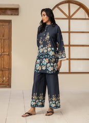 Ahlam By Safa Textile Stitched Co-Ords Lawn Suit-Royal Blue Elegant Tunic