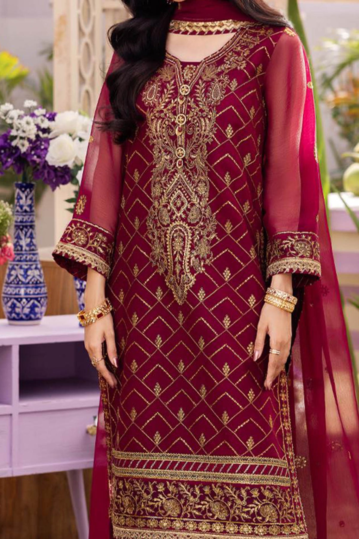 Dhanak Rang By Asim Jofa Unstitched 3 Piece Formals Collection'2024-AJCF-01