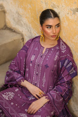 Sahar Unstitched 3 Piece Dyed Jacquard Winter Suit-AW2-25-10-Twilight Orchid