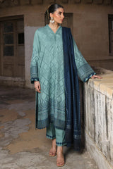Sahar Unstitched 3 Piece Dyed Jacquard Winter Suit-AW2-25-13-Mystic Emerald