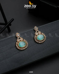 Golden Aaina-e-Dil Earrings Mint Green - Zeesy Jewellery
